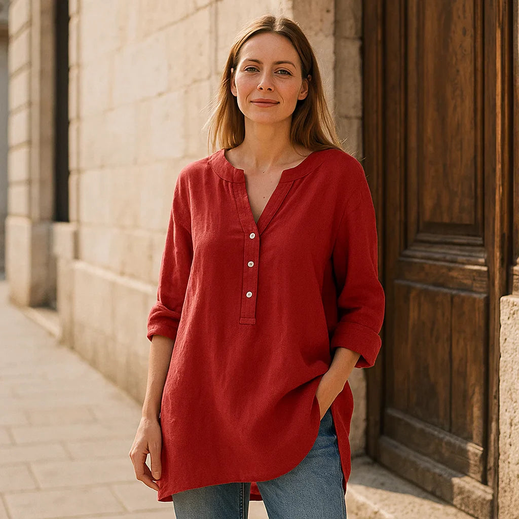 Nordique™ | Let og Komfortabel Linned Bluse til Damer