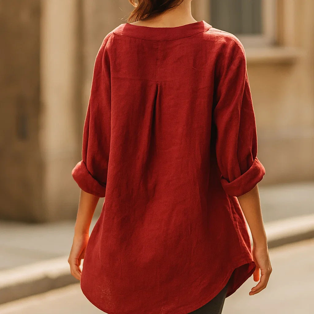 Nordique™ | Let og Komfortabel Linned Bluse til Damer