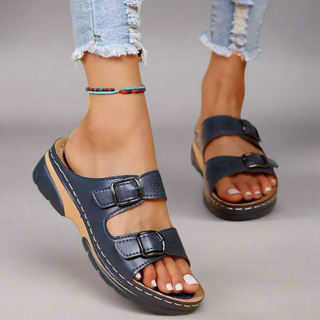 Dorothee | Wedge Sandaler med Dobbeltremme – Komfortable og Stilfulde