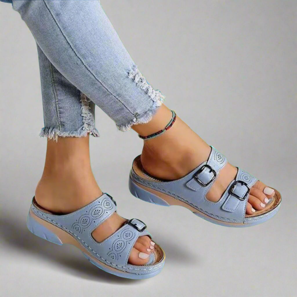 Dorothee | Wedge Sandaler med Dobbeltremme – Komfortable og Stilfulde