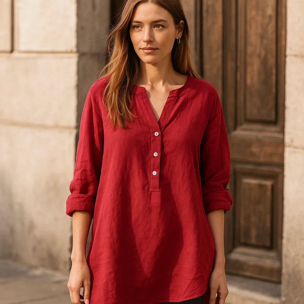 Nordique™ | Let og Komfortabel Linned Bluse til Damer