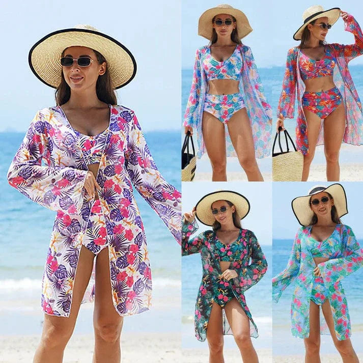 Bikini i 3 dele med tropisk print | 50% Rabat